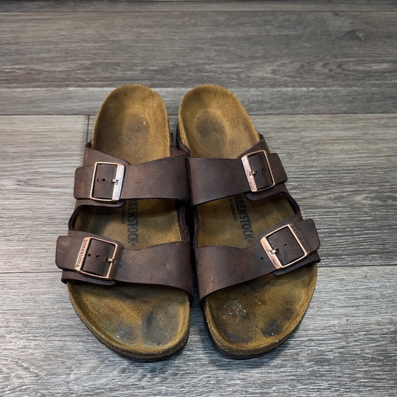 Birkenstock Men's Dark Brown Double Strap Sandals size 43 (j227)